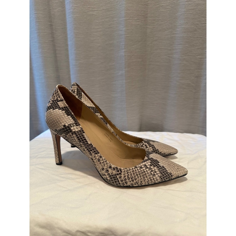 Via Spiga Womens Snakeskin Embossed Leather Pointed Toe Stiletto Pumps Size 9.5M